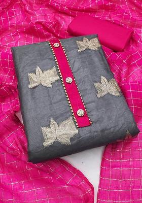 Grey Woven Organza Kurta Set