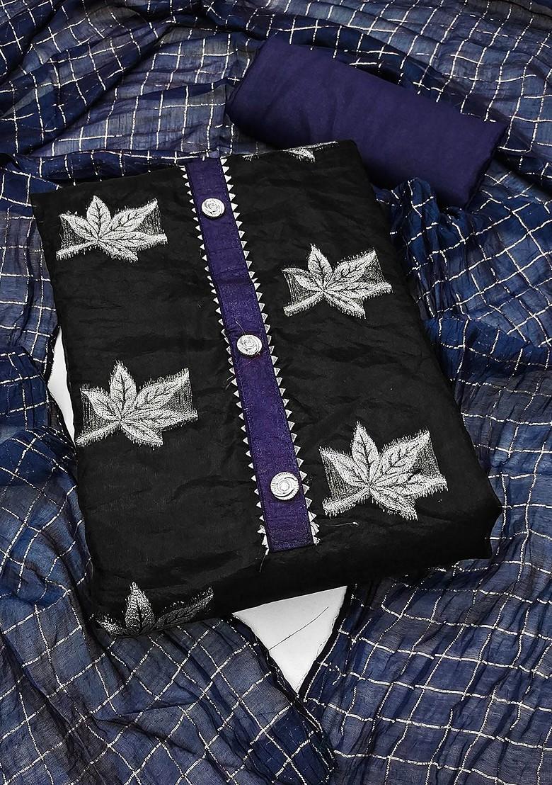 Black Woven Organza Kurta Set - Indya