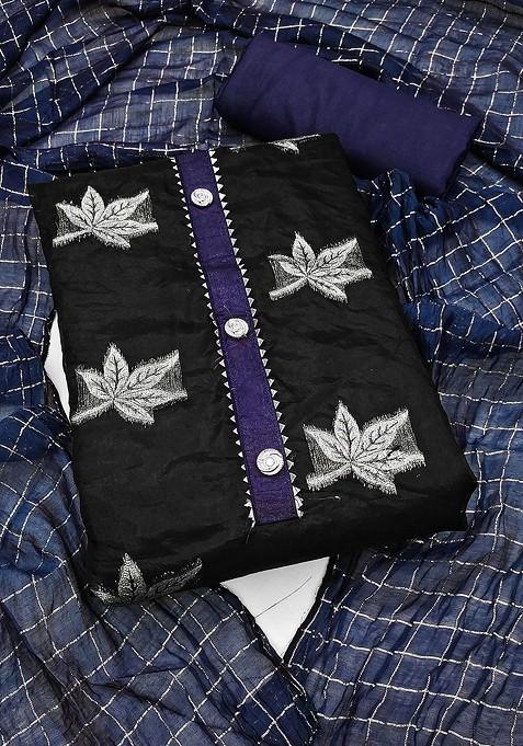 Black Woven Organza Kurta Set