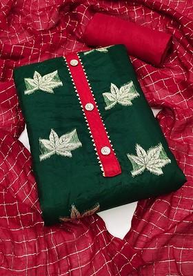 Green Woven Organza Kurta Set