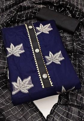 Blue Embroidered Poly Blend Kurta Set