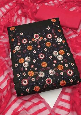 Grey Embroidered Poly Blend Kurta Set