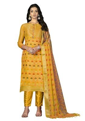 Yellow Woven Poly Blend Kurta Set