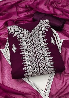 Purple Embroidered Silk Georgette Kurta Set