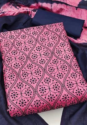 Pink Embroidered Pure Silk Kurta Set