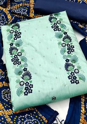 Sea Green Embroidered Pure Silk Kurta Set
