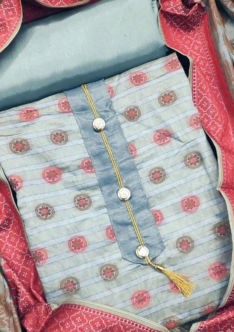 Blue Solid Pure Silk Kurta Set