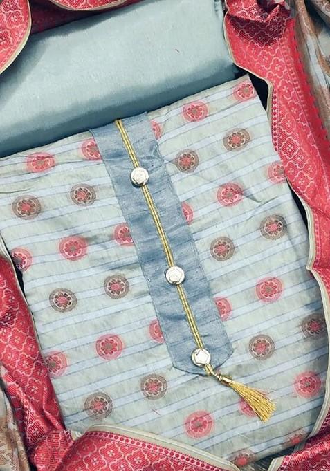 Blue Solid Pure Silk Kurta Set