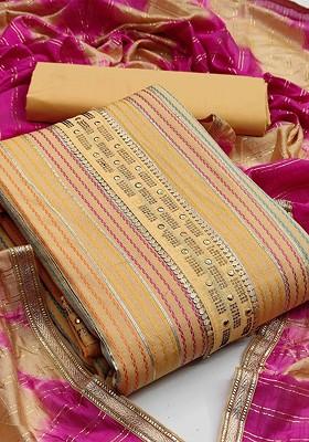 Beige Embroidered Pure Cotton Kurta Set