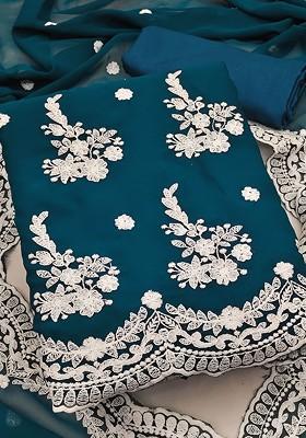 Sea Green Embroidered Poly Blend Kurta Set