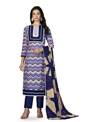Blue Printed Pure Cotton Kurta Set