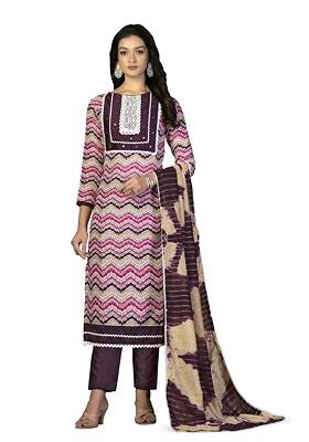Purple Printed Pure Cotton Kurta Set