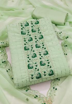 Green Embroidered Silk Georgette Kurta Set