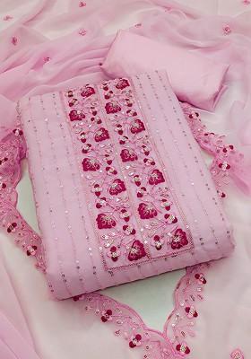 Pink Embroidered Silk Georgette Kurta Set