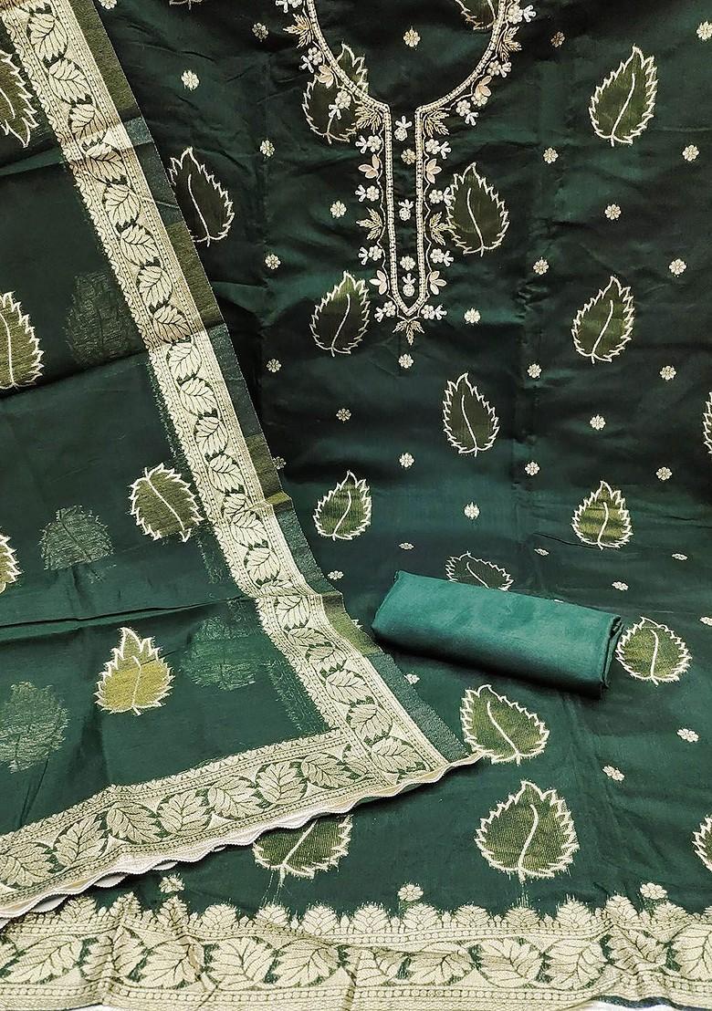 Green Floral Print Poly Blend Kurta Set - Indya