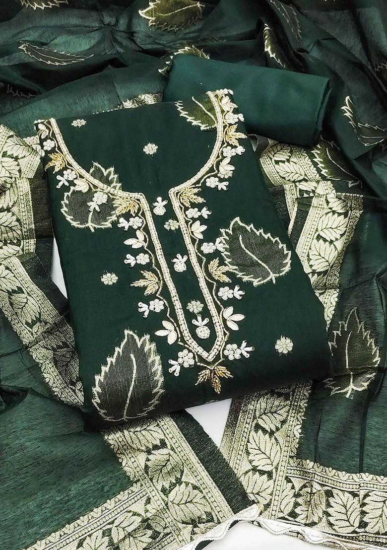 Green Floral Print Poly Blend Kurta Set