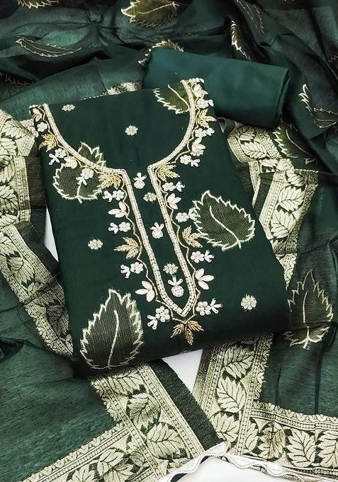 Green Floral Print Poly Blend Kurta Set