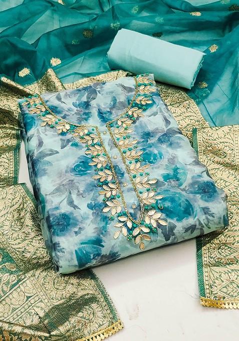 Green Embellished Organza Kurta Set