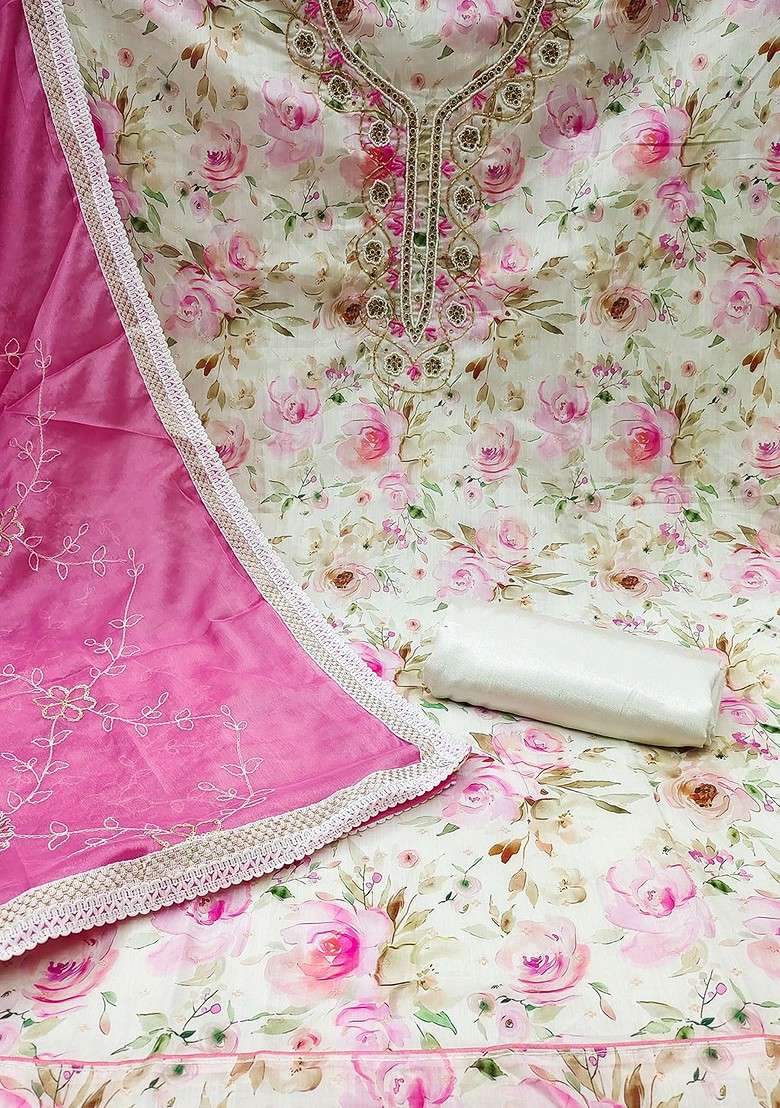 White Embroidered Blended Straight Kurta Set - Indya