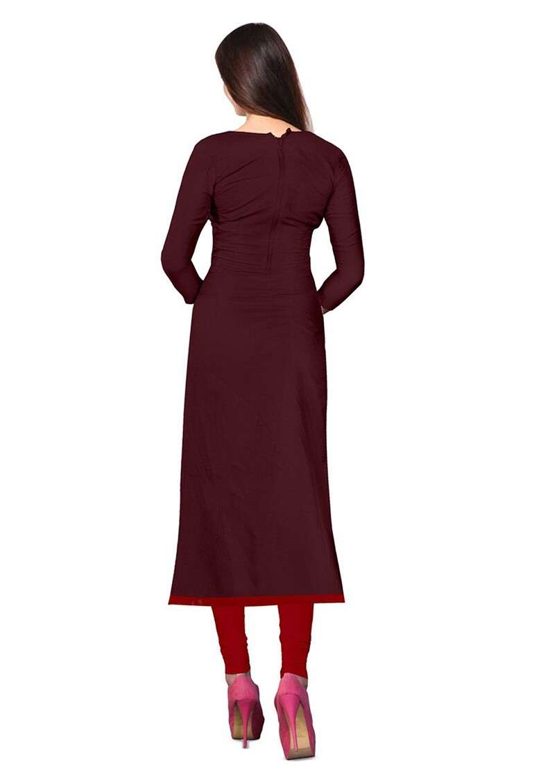 Maroon Embroidered Poly Blend Kurta Set - Indya