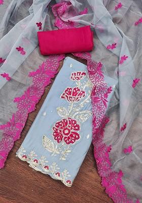 Sea Green Embellished Poly Blend Kurta Set