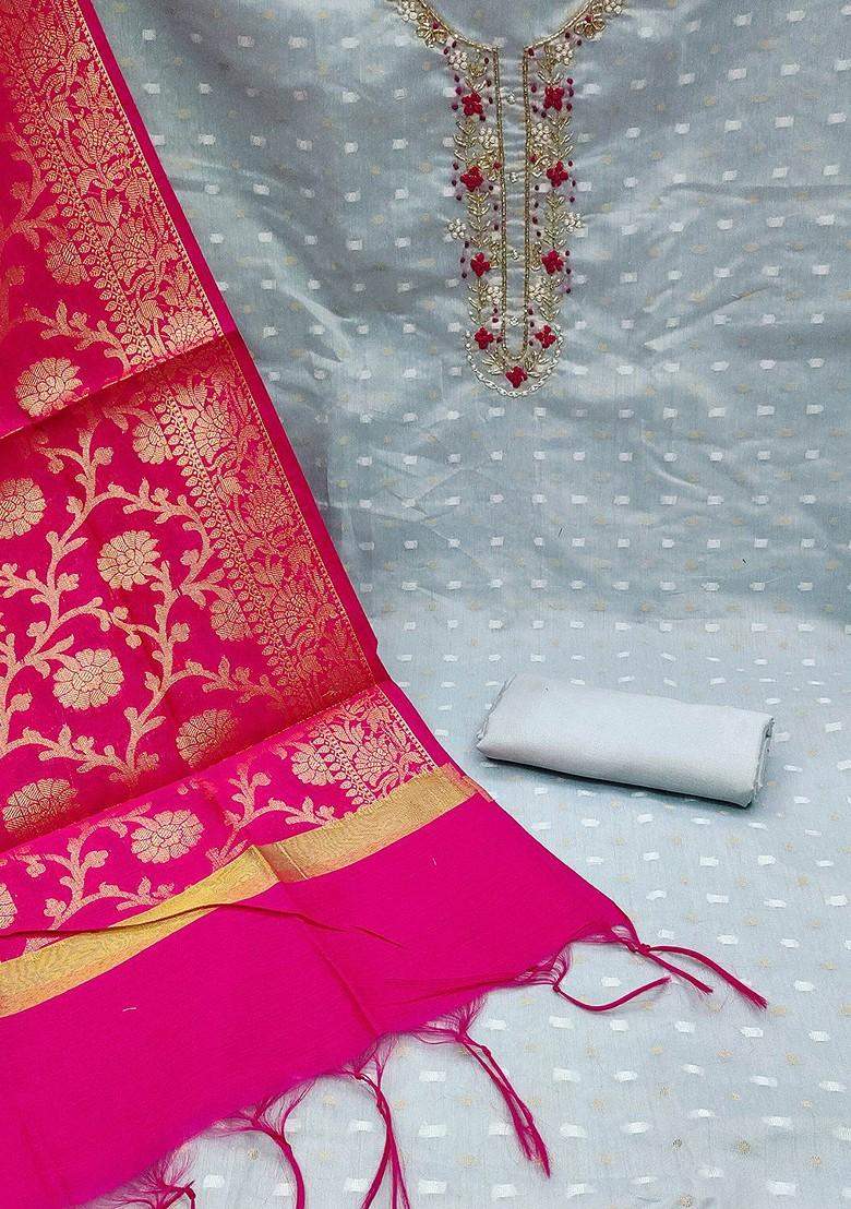 Teal Embellished Pure Silk Kurta Set