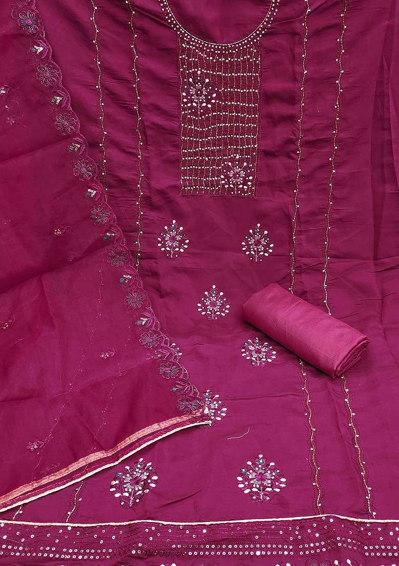 Pink Embroidered Blended Straight Kurta Set - Indya