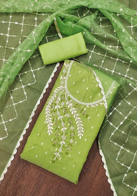 Lime Green Bandhani Poly Straight Kurta Set