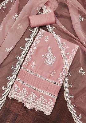 Pink Embroidered Organza Kurta Set