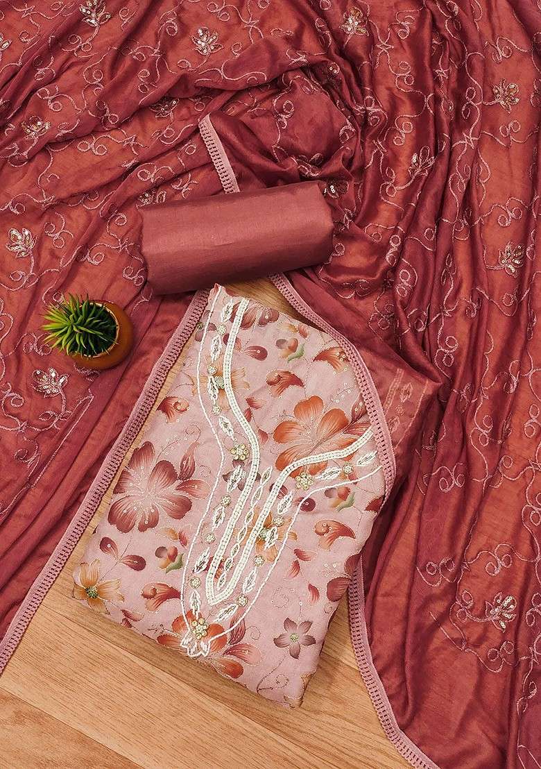 Pink Embroidered Organza Straight Kurta Set - Indya