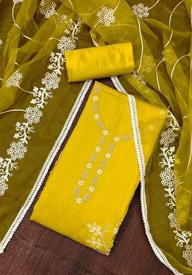 Lime Green Embellished Poly Blend Kurta Set