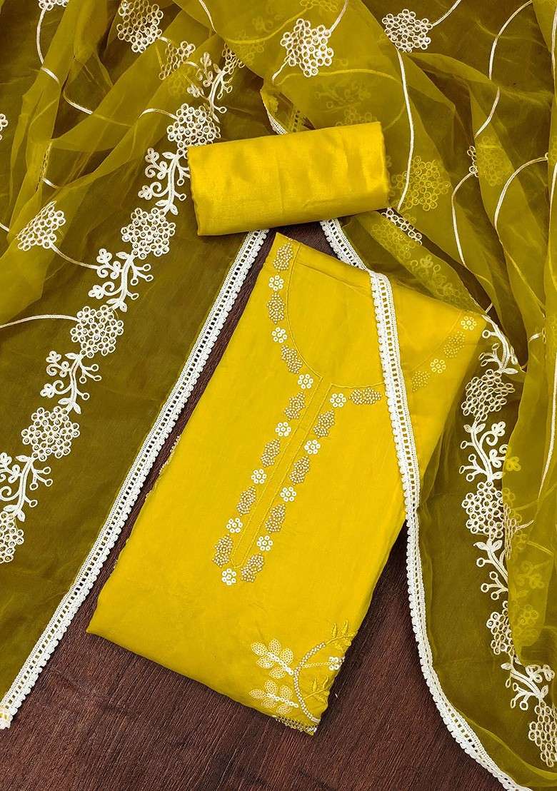 Lime Green Embroidered Poly Straight Kurta Set - Indya