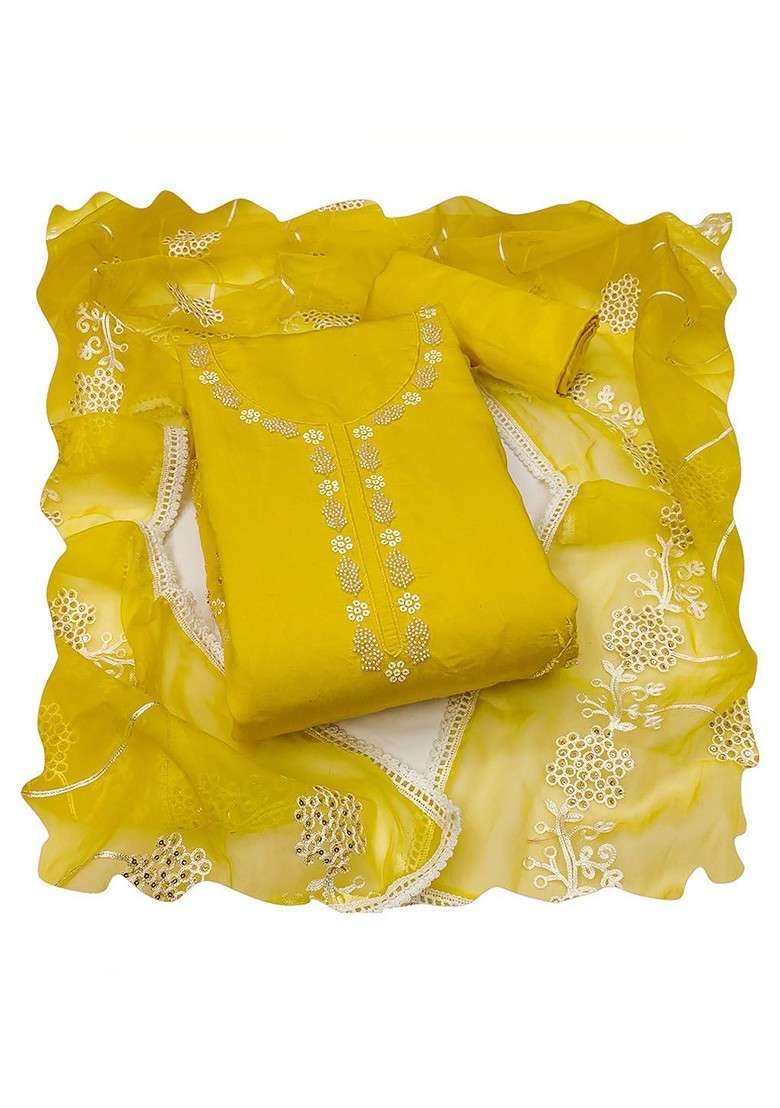 Lime Green Embroidered Poly Straight Kurta Set - Indya
