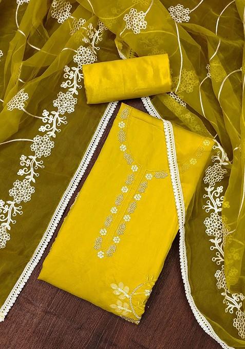 Lime Green Embellished Poly Blend Kurta Set