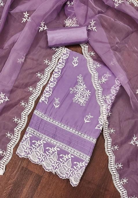 Lavender Embellished Organza Kurta Set
