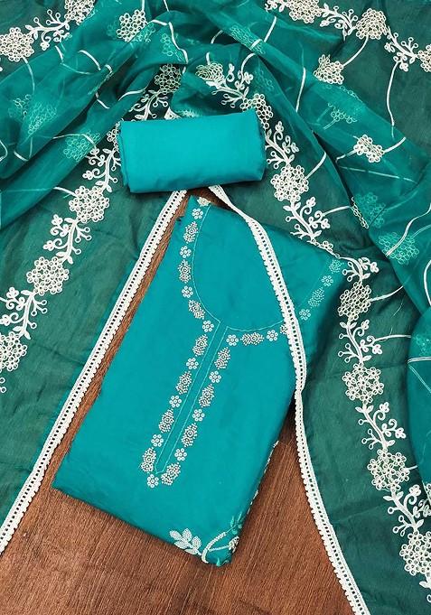 Blue Embellished Cotton Kurta Set