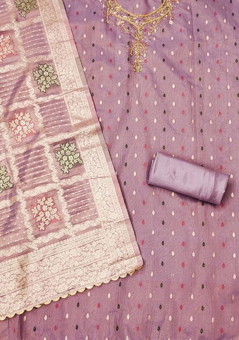 Lavender Embellished Poly Blend Kurta Set - Indya