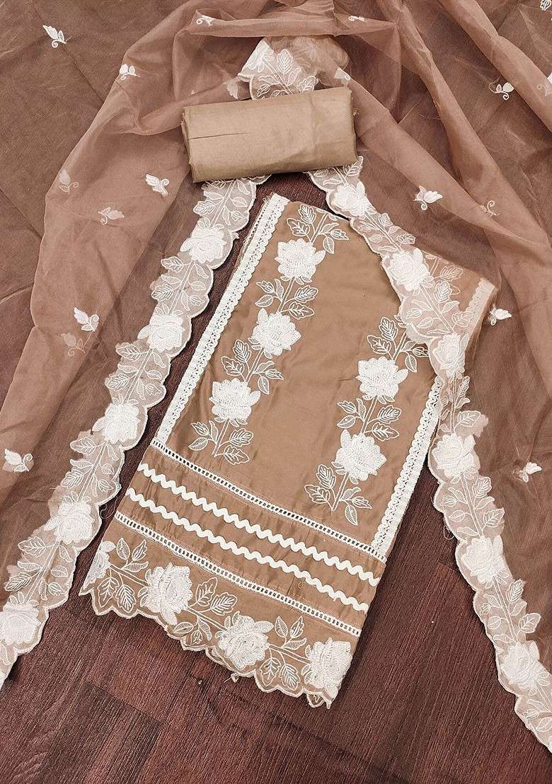 Grey Embroidered Organza Straight Kurta Set - Indya