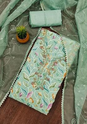 Green Embellished Organza Kurta Set
