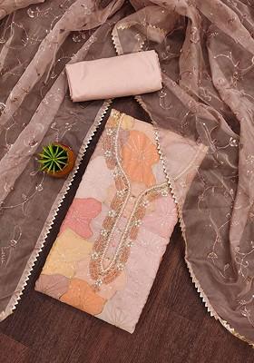Pink Embellished Organza Kurta Set