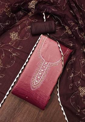 Pink Embellished Silk Kurta Set