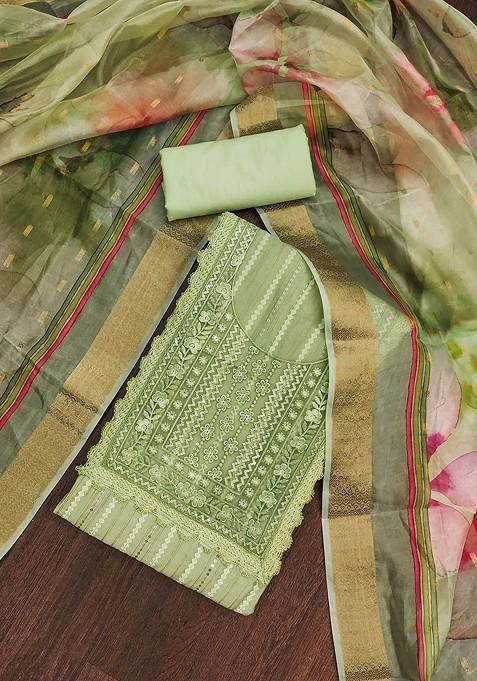 Lime Green Embroidered Poly Blend Kurta Set