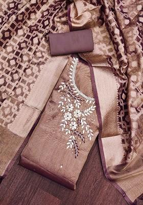 Purple Embellished Poly Blend Kurta Set