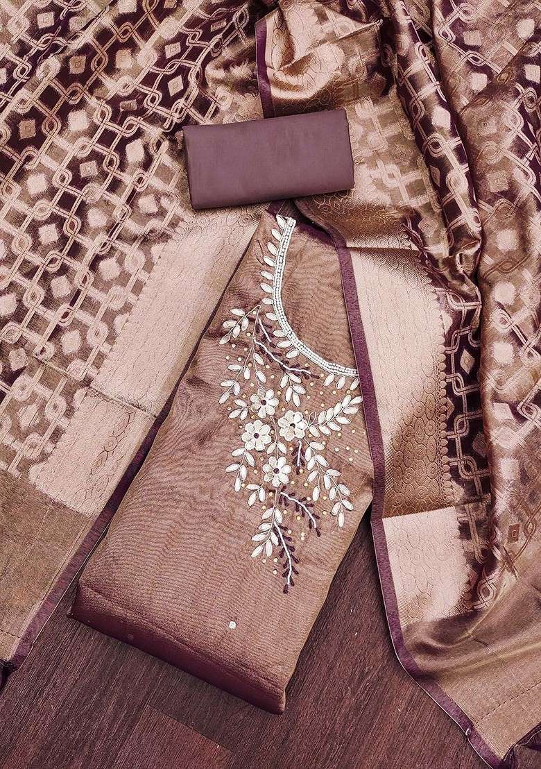 Purple Embellished Poly Blend Kurta Set - Indya