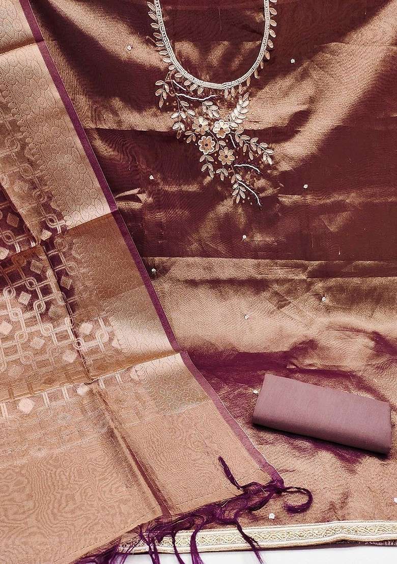 Purple Embellished Poly Blend Kurta Set - Indya