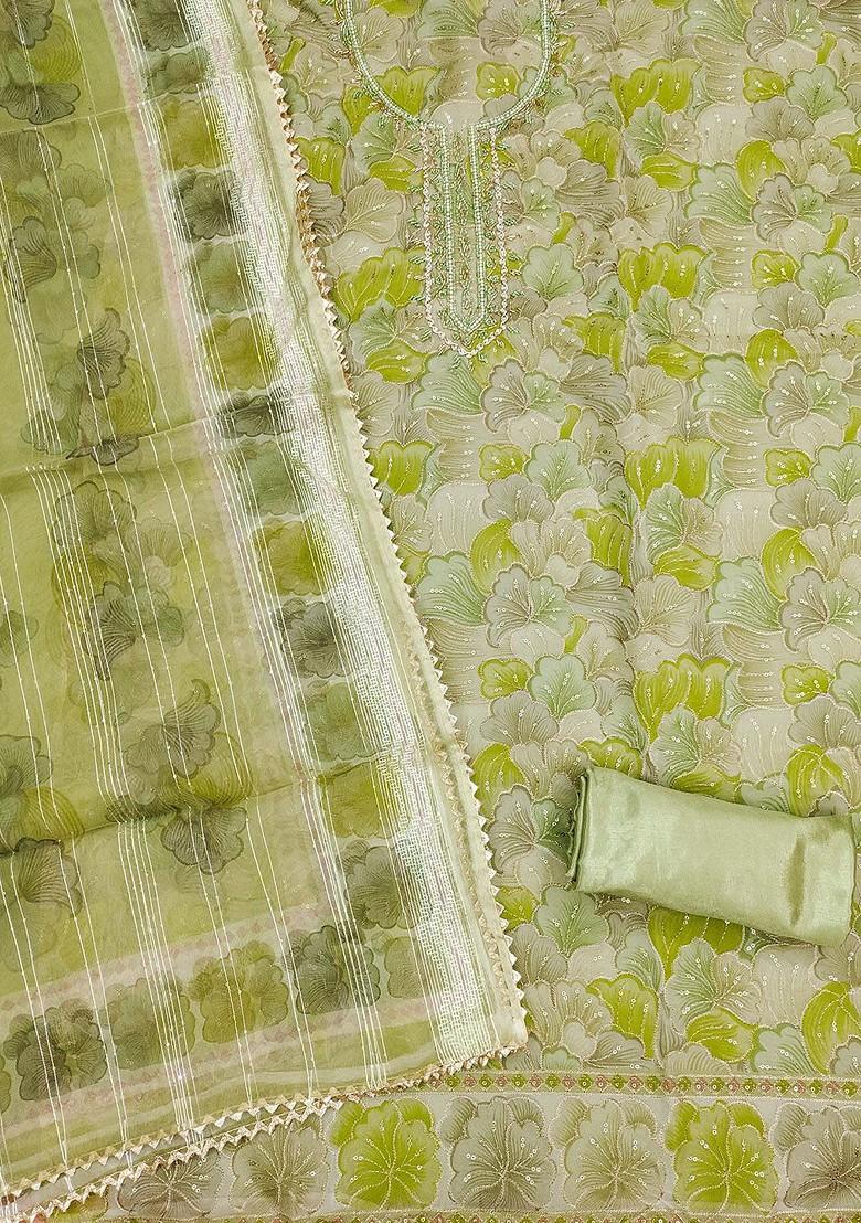 Green Embellished Organza Kurta Set