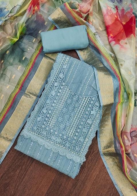 Sea Green Embroidered Poly Blend Kurta Set