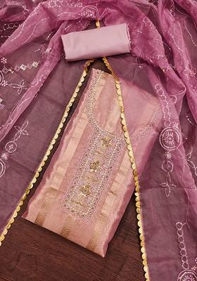 Purple Embellished Organza Kurta Set