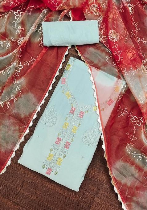 Sea Green Embroidered Poly Blend Kurta Set