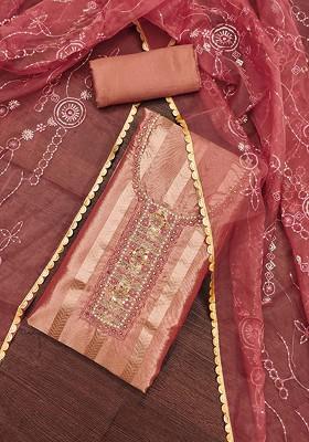 Pink Embellished Organza Kurta Set